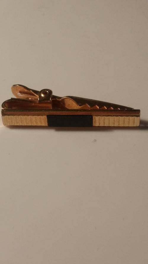 Gold-Tone Tie Clip with Onyx