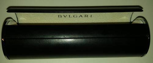 Bvlgari Black Round Tube Sunglasses Eyeglass Case