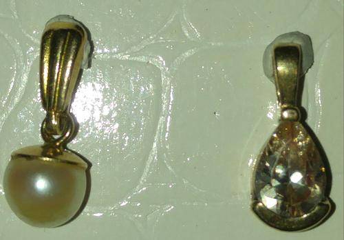 Vintage 9ct Yellow Gold Pearl and Cubic Zirconia Pendants