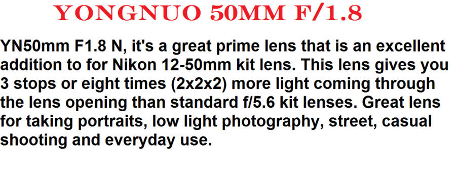 Yongnuo 50mm f/1.8 in NEW CONDITION COMING WITH BOX
