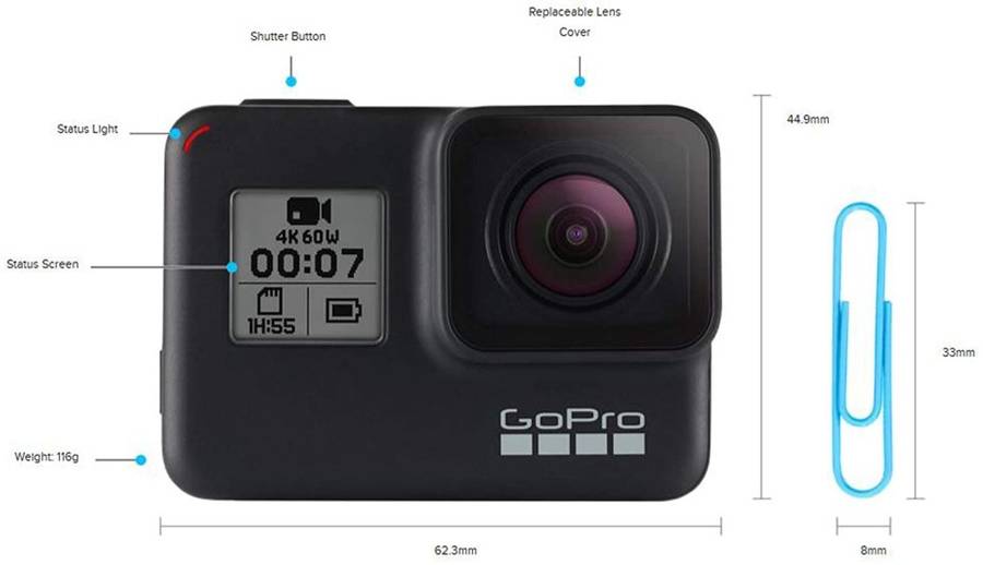 GoPro Hero7 Black  Waterproof Action Camera with Touch Screen 4K Ultra HD Video 12MP Photos 720p