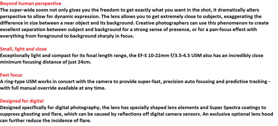 Canon EF-S 10-22mm f/3.5-4.5 SUPER WIDE ZOOM USM Lens