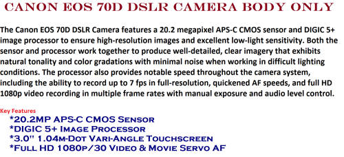 Canon EOS 70D DSLR Camera ( BODY ONLY ) WITH CHARGER