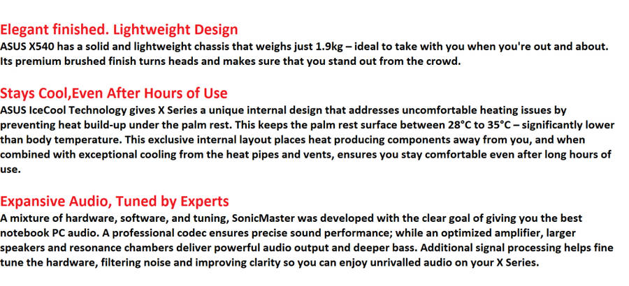 ASUS VivoBook 15 X540UA Intel Core i3-7020U , 4GB RAM, 1TB HDD , 15.6` HD