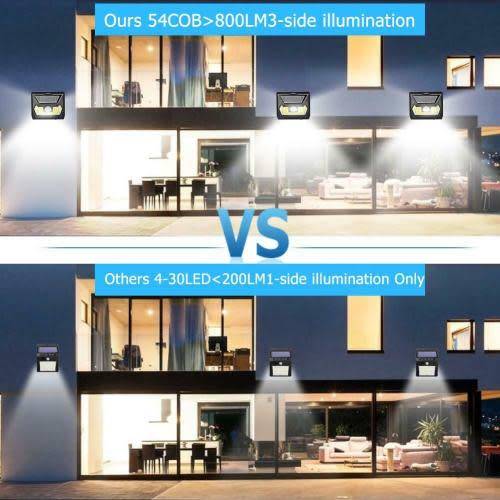 COB 54LED Solar Motion Sensor Wall Light Waterproof Garden Security Lamp