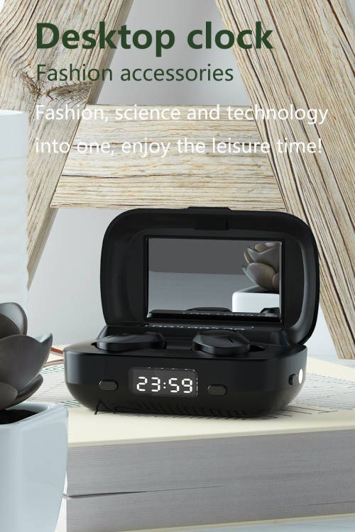 Latest M13 Sport Bluetooth Wireless Earphone with Mirror Clock Flashlight 4 in 1 Tws Earbuds Headset
