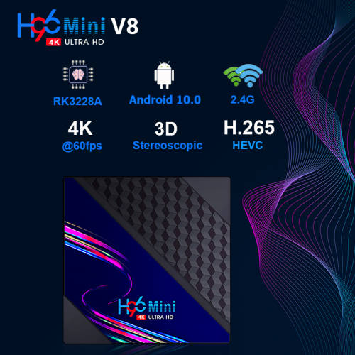 H96 Mini V8 RK3228A - DDR3 2GB / 16GB Android 10.0 4K HD TV Box Support TikTok TV Control NetFlix