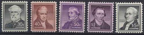 USA 1956 top Values to $5 MNH superb Scott 1049-1053 CV R $69 (R560+)