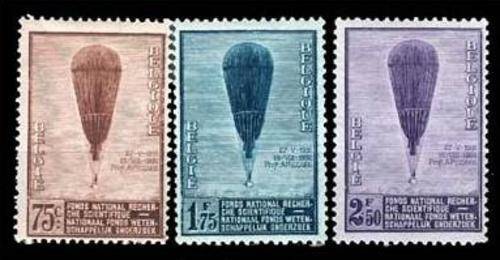 Belgium 1932 Hot air Balloons Michel 344-346 Complete set of 3 LHM, Cat Value R1700. Scarce