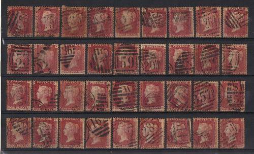 GB Penny reds plates (x40) all diff plate numbers and no damaged stamps HIGH CV