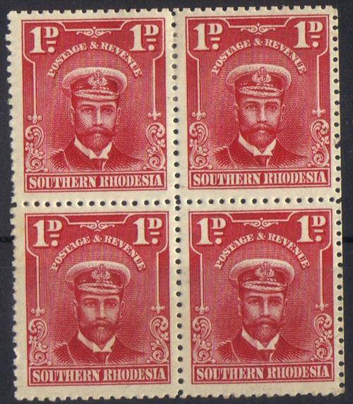 S-Rhodesia mint Admiral 1D block of 4 Ex Booklets SCARCE!!!