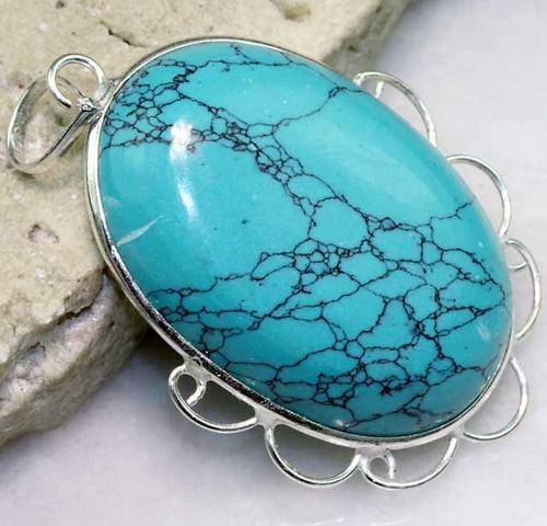 .925 STERLING SILVER TURQUOISE PENDANT FASHION JEWELRY