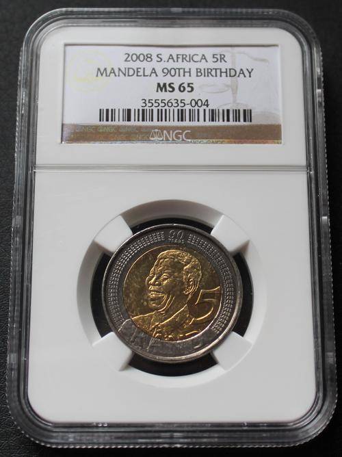 2008 R5 Nelson Mandela 90th Birthday NGC Graded MS65