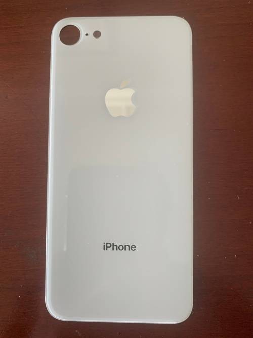 Apple iPhone 8, big hole back cover Glass silver & space gray with sticker