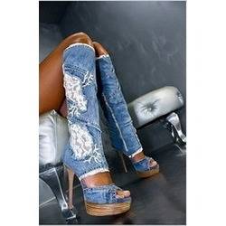Super Sexy Denim & Lace Boots