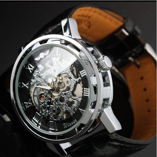 "LATE ENTRY" Winner Stainless Steel Skeleton Mechanical Watch.