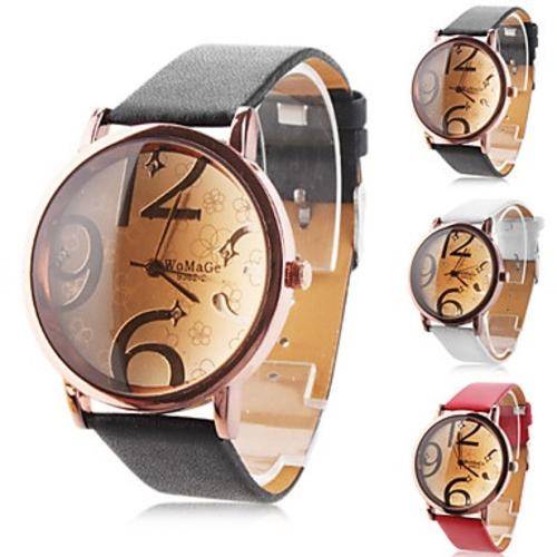 Women's PU Analog Quartz Wrist Watch with Large Scale (Assorted Colors)  #