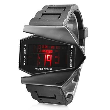 V Edition Men's Silicone Style Blue LED Wrist Watch with Date Function (Black
