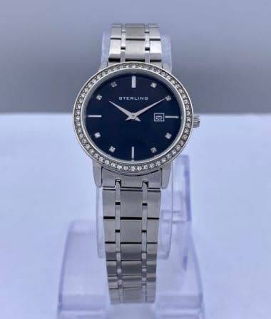 NEW STERLING LADIES CZ DIAMANTE DRESS WATCH
