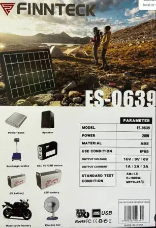 20W Solar Panel Outdoor Charger-5 in 1