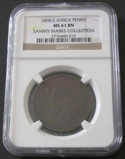 **Great Value**1898 ZAR Sammy Marks Penny NGC Graded MS61BN**Ultra Rare**R1 Start