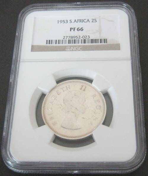 1953 SA Union Silver 2 Shilling  NGC Graded Proof 66 -GEM PROOF@@@ R1 Start