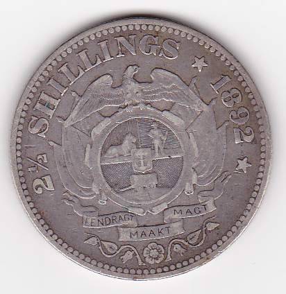 1892 ZAR 2 1/2 Shilling(Half Crown) in Fantastic Condition