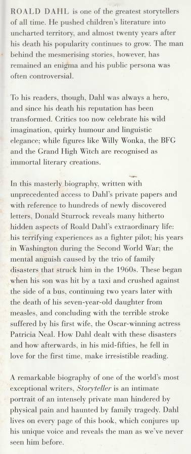 STORYTELLER: THE LIFE OF ROALD DAHL by Donald Sturrock