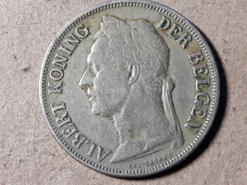 1924 Belgian Congo 1 Franc - Albert I Dutch text