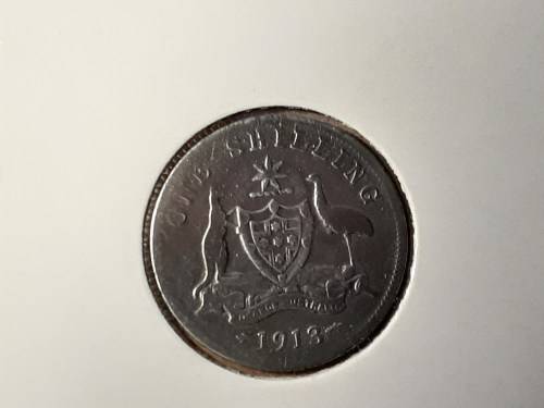 1913 AUSTRALIA STERLING SILVER 1 Shilling - George V