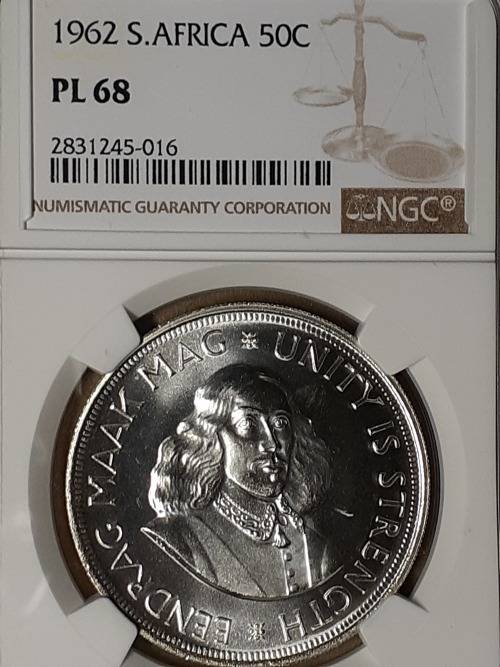 1962 RSA SILVER 50 CENT NGC GRADED PL 68 [POP 1 of only 2]