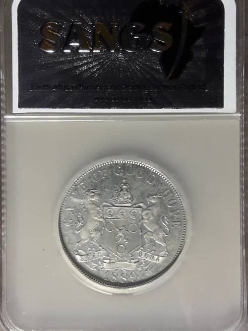 1889 CAPE OF GOOD HOPE PENNY. PATTERN COIN NICKEL PLATED. HERNS CATALOGUE C5. SANGS GRADED PROOF 62