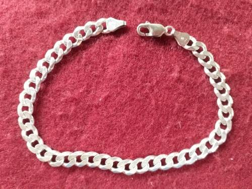LOVELY GENUINE SOLID STERLING SILVER CURB BRACELET WITH ITALIAN CLASP IN EXCELLENT CONDITION [15,7g]