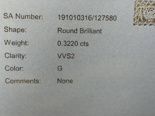 E.G.L. GRADED BRILLIANT ROUND DIAMOND [0.322 ct] VVS2, G.