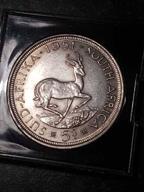 1951 SA UNION SILVER 5 SHILLINGS