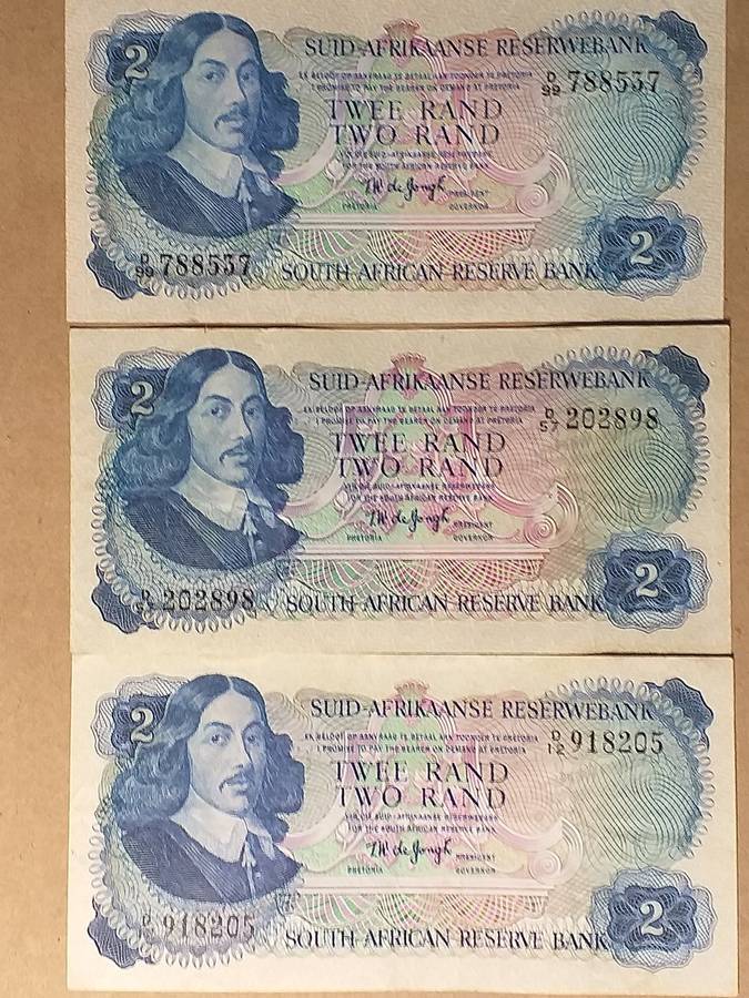 3 x RSA R2 BANK NOTES [T.W. de Jongh]