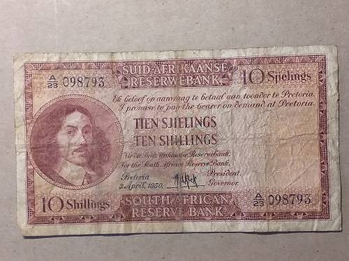 3 April 1950 RSA 10 SHILLINGS BANK NOTE