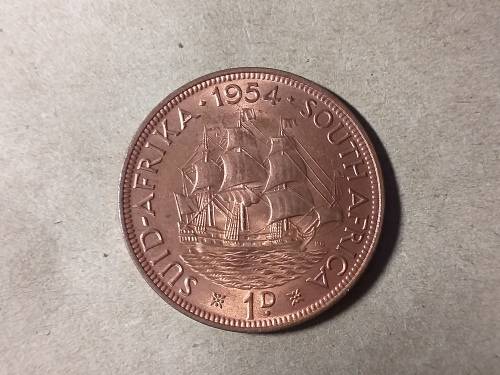 1954 SA UNION PENNY - BRILLIANT UNCIRCULATED