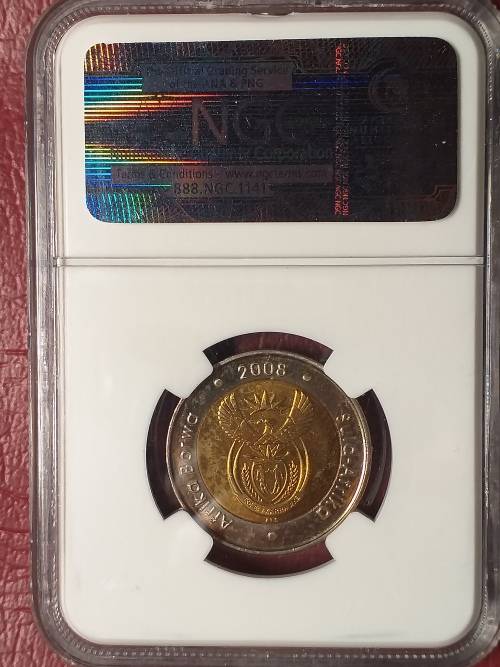2008 RSA R5 MANDELA 90TH BIRTHDAY NGC GRADED UNC DETAILS