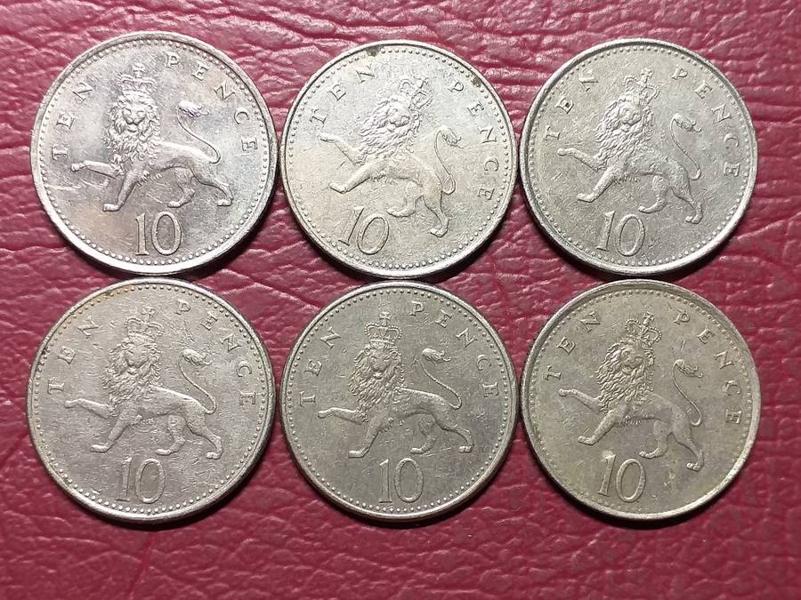 A LOT OF 6 BRITISH 10 PENCE [Bid per coin to take all]