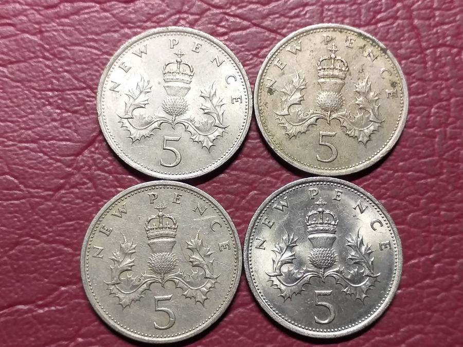 ALOT OF 4 BRITISH NEW 5 PENCE [Bid per coin to take all]