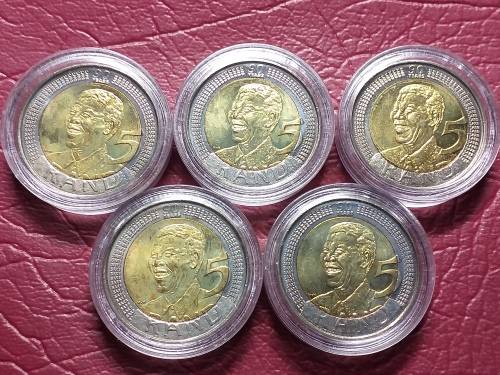 5 x 2008 RSA R5 MANDELA 90TH BIRTHDAY - UNC - [Bid per coin to take all]