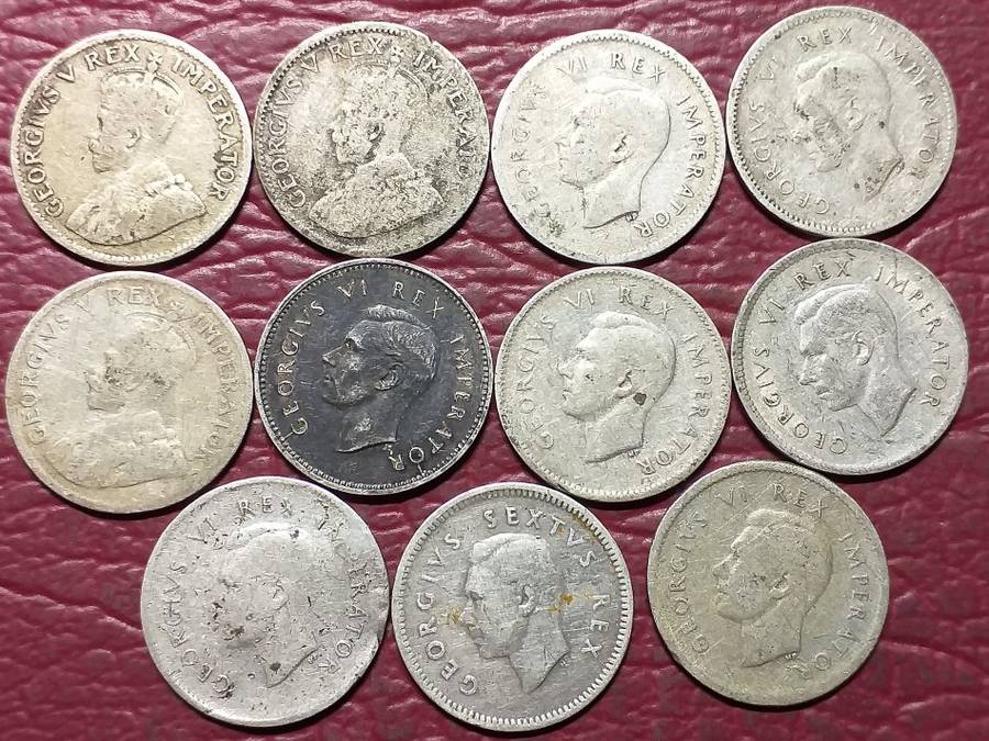 11 x SA UNION SILVER [80%] THREEPENCE'S - [Bid per coin to take all]