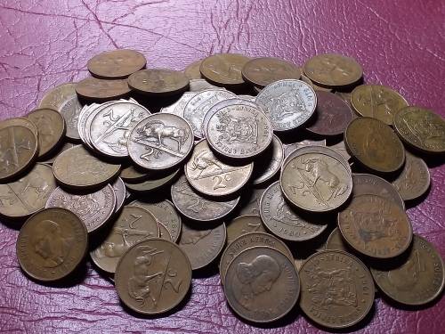 A LOT OF 100 RSA 2 CENT COINS - [Bid per coin to take all.]