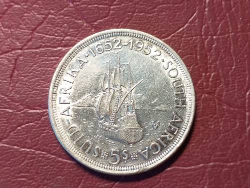 1952 SA UNION SILVER 5 SHILLINGS