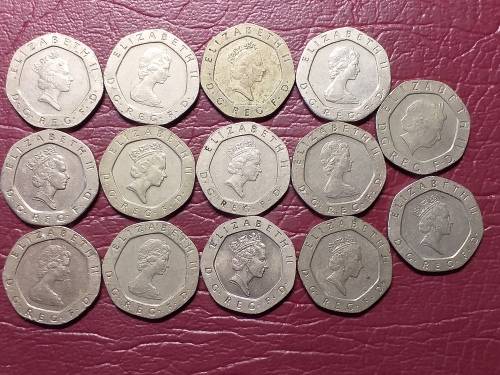 A LOT OF 14 BRITISH COINS - [Bid per coin to take all.]