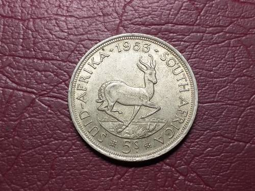 1953 SA UNION SILVER 5 SHILLINGS