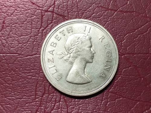 1956 SA UNION SILVER 5 SHILLINGS