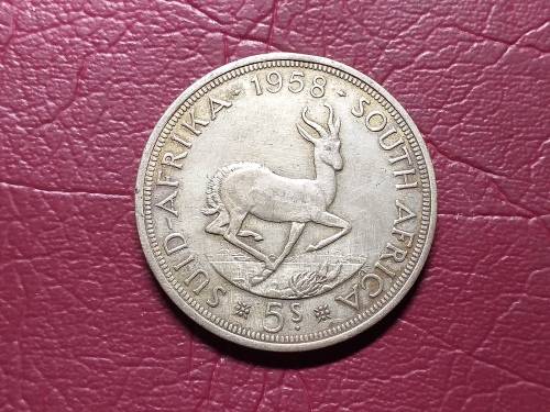 1958 SA UNION SILVER 5 SHILLINGS