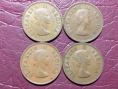 A LOT OF 4 x 1955 SA UNION HALF PENNIES - [Bid per coin to take all.]